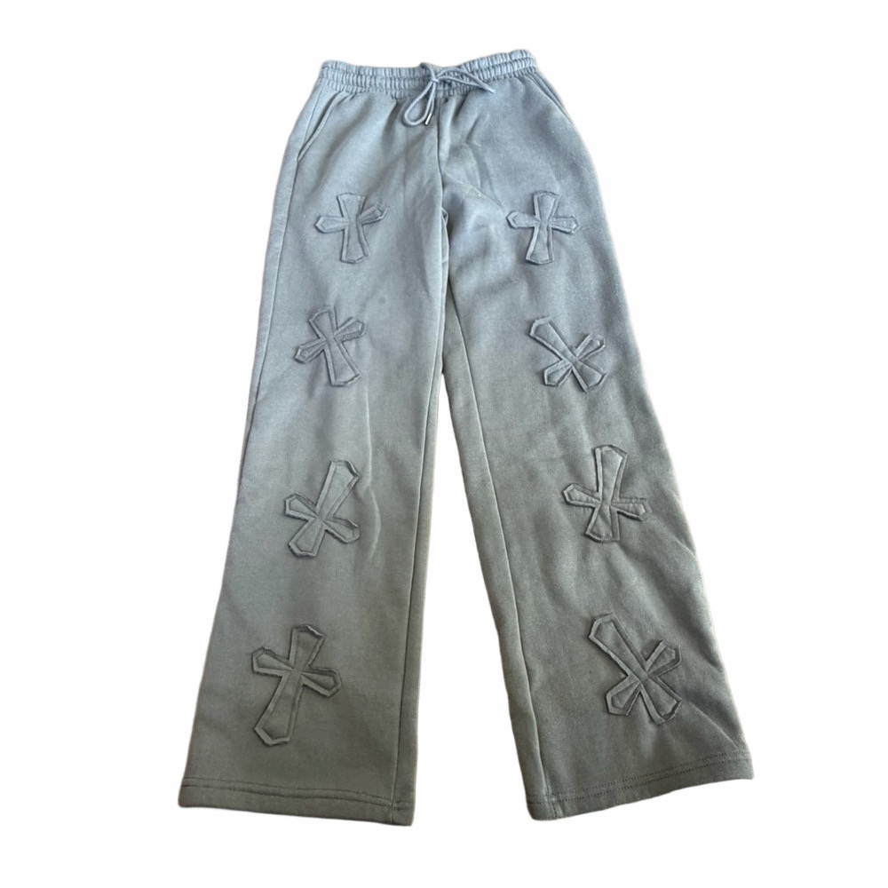 Sugar Kiss Men’s Gray Sweatpants with Cross Appliques
